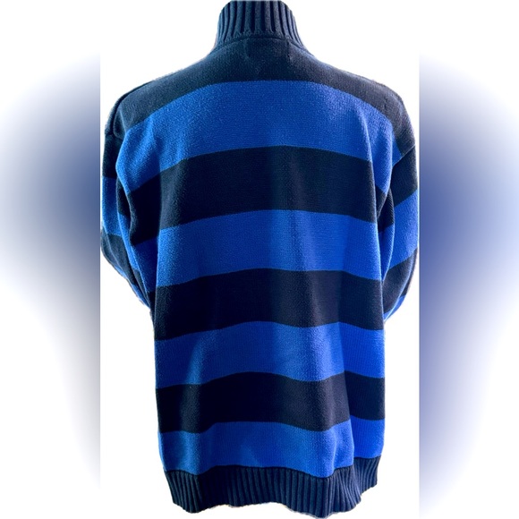 RALPH LAUREN 1/3 Zip Front high neck sweater. Blue & Black/navy? Preppy! Great L - Picture 3 of 6